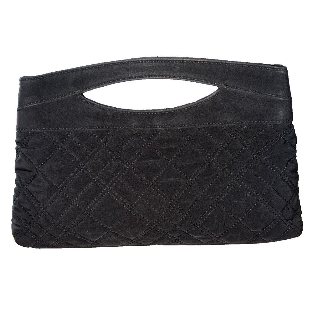 Vera Bradley Classic Black Quilted Microfiber Clutch Handbag | Cotton Blend